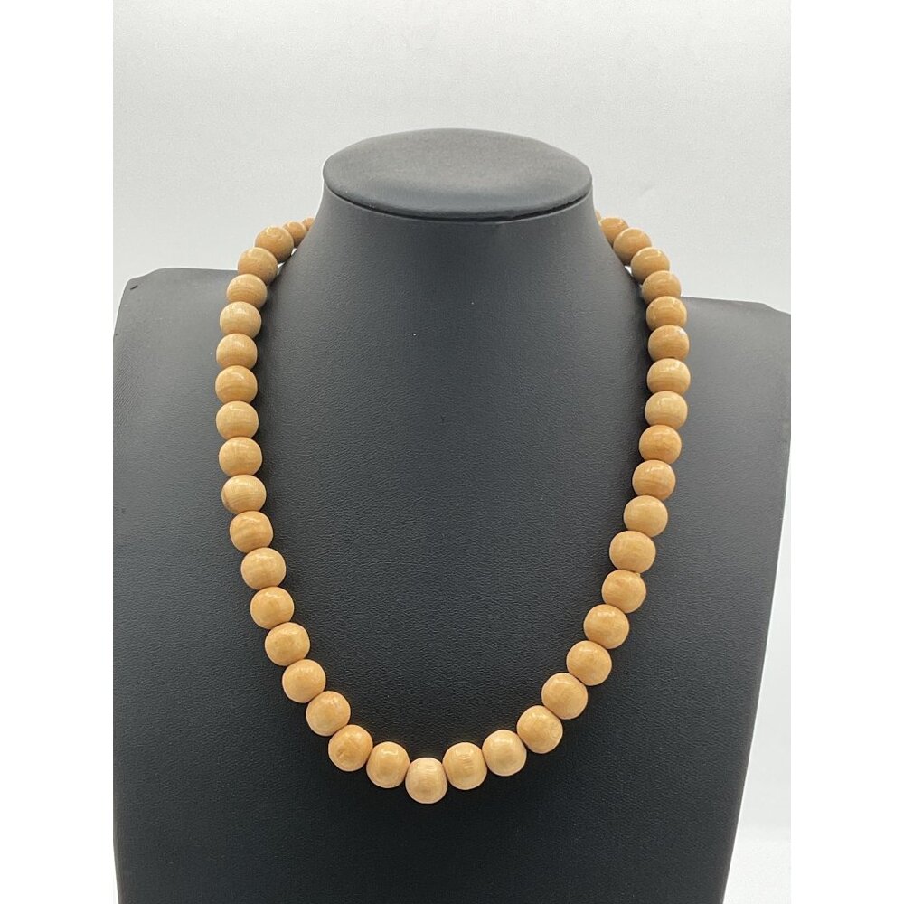 Wooden Bead Necklace With Spring Ring Clasp